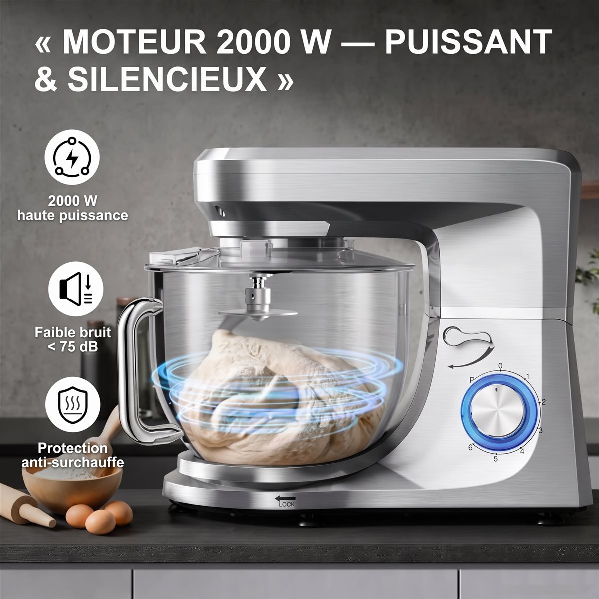 Moteur 2000 W puissant et silencieux